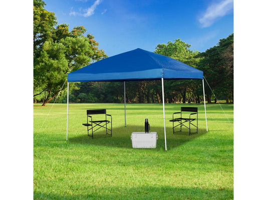 10'x10' Blue Outdoor Pop Up Event Slanted Leg Canopy Tent with Carry Bag