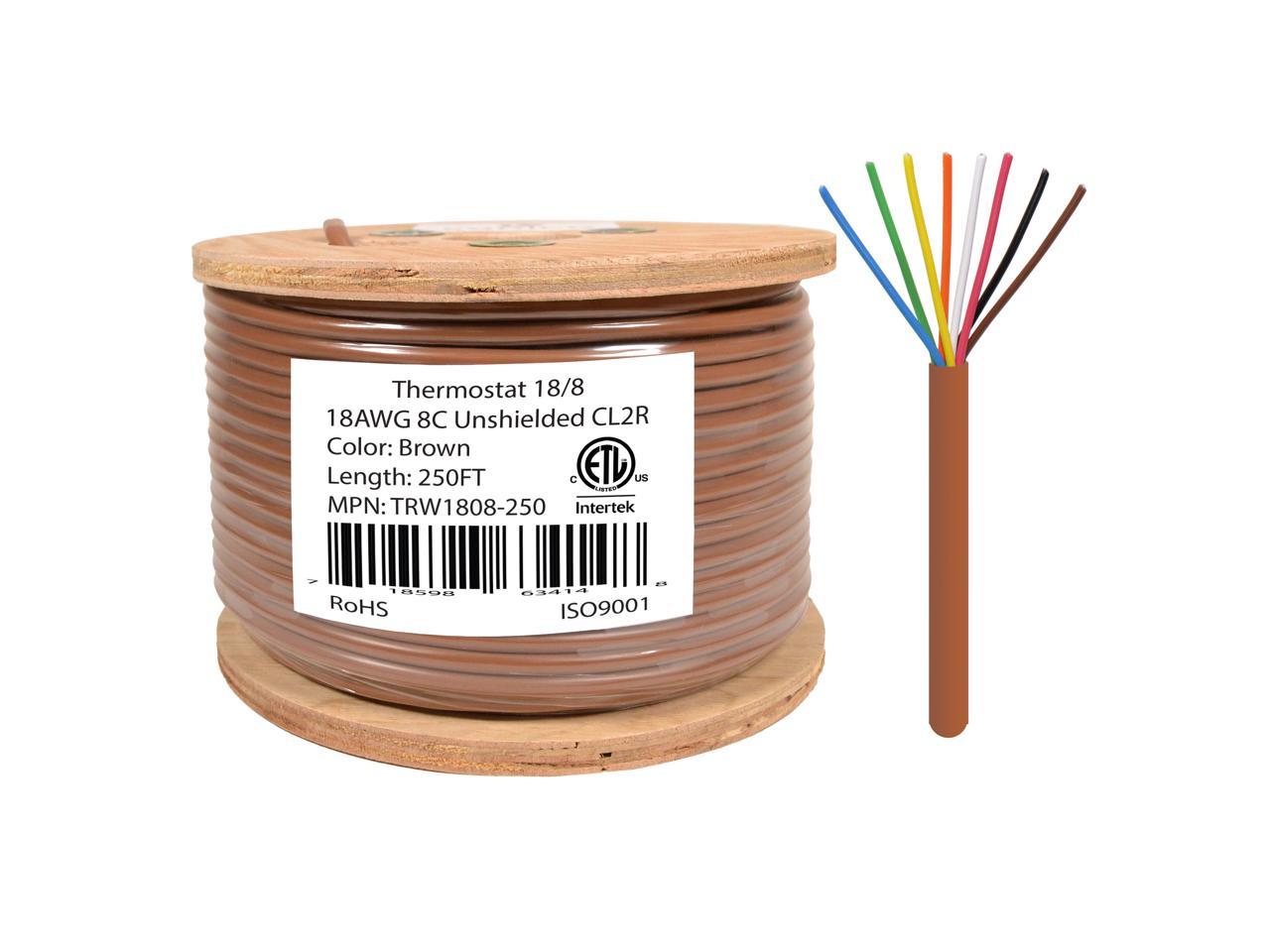 18/8 Thermostat Wire 18 Gauge Solid Copper CMR Heating HVAC AC Cable 250FT