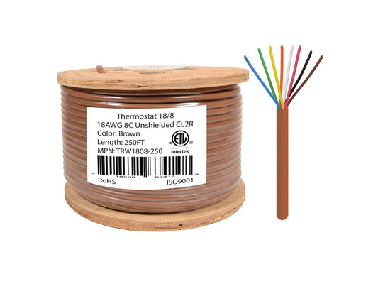 18/8 Thermostat Wire 18 Gauge Solid Copper CMR Heating HVAC AC Cable 250FT