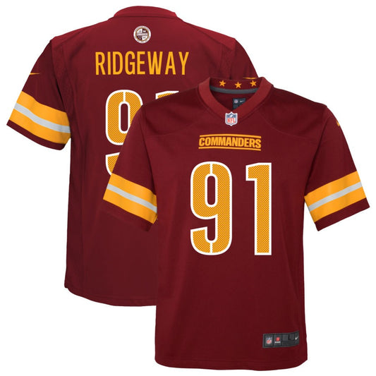 John Ridgeway Washington Commanders Nike Youth Game Player Jersey - Burgundy