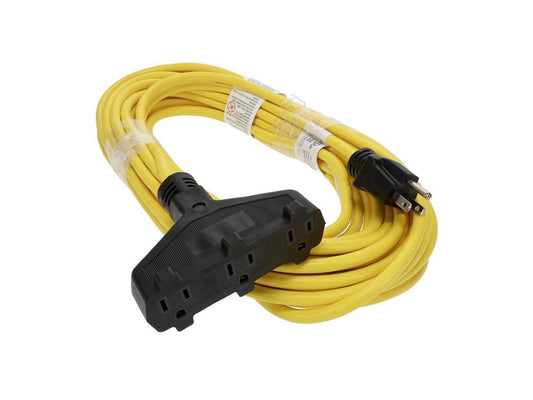 50 Feet 3-Outlet Power Extension Cord SJTW 14/3 Yellow(35382)