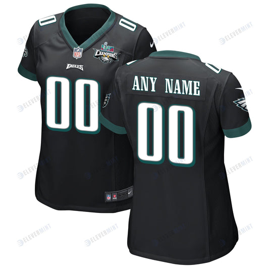 Custom Philadelphia Eagles Super Bowl LVII Champions 2 Stars Women Game Jersey - Black