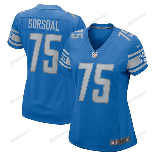 Colby Sorsdal 75 Detroit Lions Women Team Game Jersey - Blue