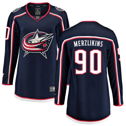 Elvis Merzlikins Columbus Blue Jackets Fanatics Branded Women's Home Breakaway Jersey - Navy