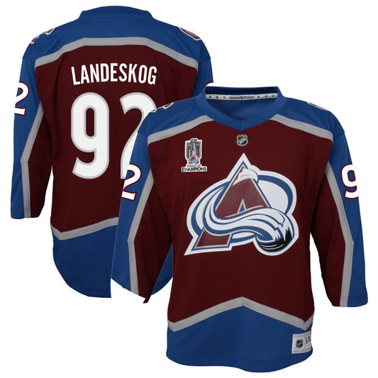 Gabriel Landeskog Colorado Avalanche Youth Home 2022 Stanley Cup Champions Premier Jersey - Burgundy