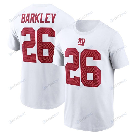 Saquon Barkley 26 New York Giants Name & Number T-Shirt - White