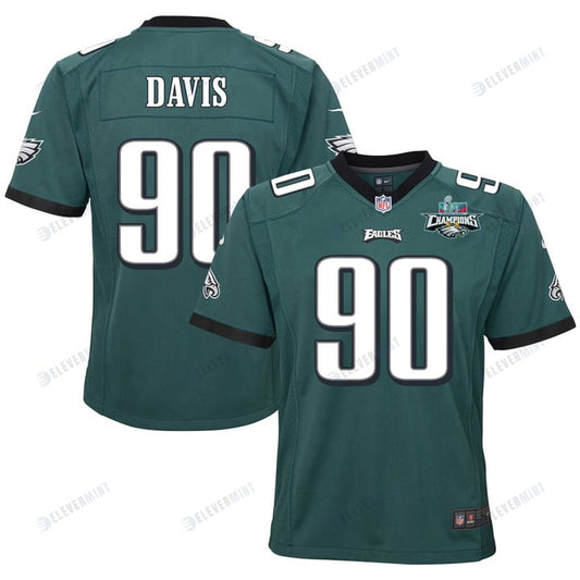 Jordan Davis 90 Philadelphia Eagles Super Bowl LVII Champions 2 Stars 2 Stars Youth Game Jersey - Black