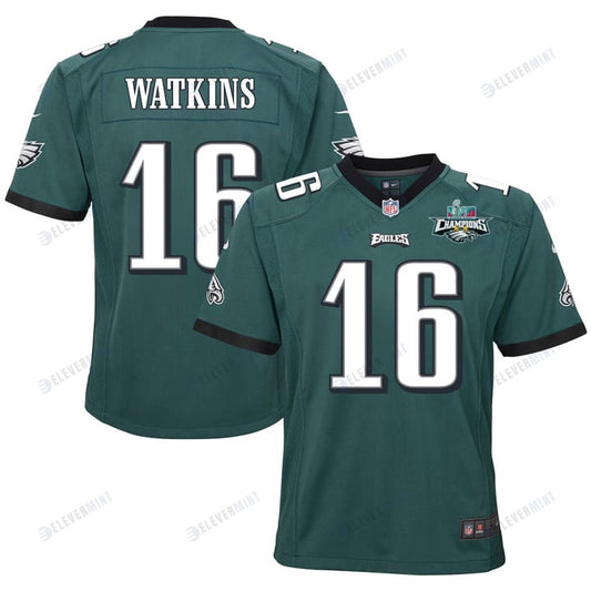 Quez Watkins 16 Philadelphia Eagles Super Bowl LVII Champions 2 Stars 2 Stars Youth Game Jersey - Black