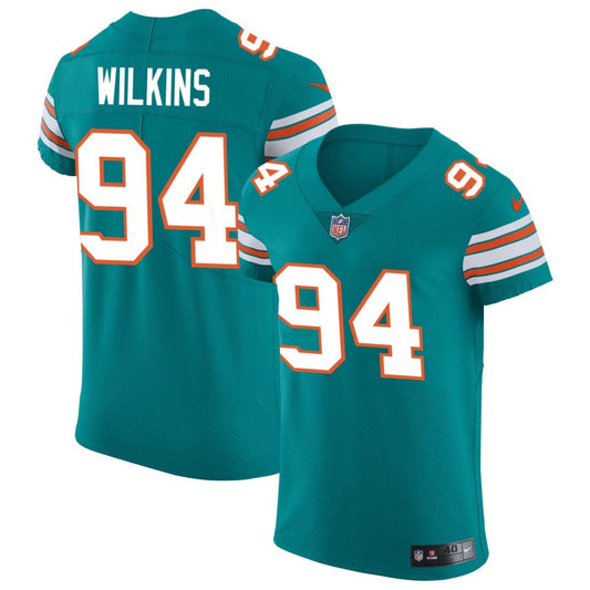 Christian Wilkins Miami Dolphins Nike Elite Vapor Untouchable Jersey - Aqua