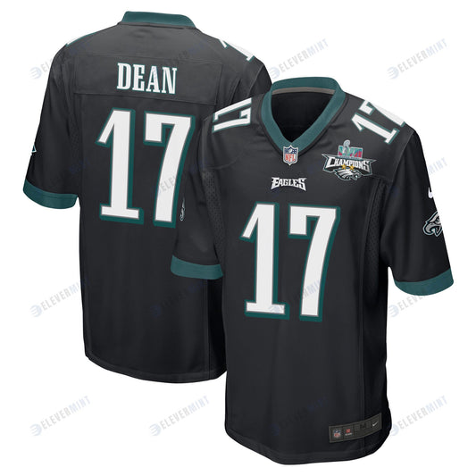 Nakobe Dean 17 Philadelphia Eagles Super Bowl LVII Champions 2 Stars Men Game Jersey - Black