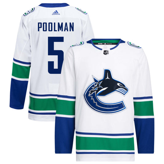 Tucker Poolman Vancouver Canucks adidas Away Primegreen Authentic Pro Jersey - White