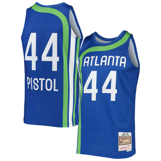 Pete Maravich Atlanta Hawks Mitchell & Ness Hardwood Classics Swingman Jersey - Blue