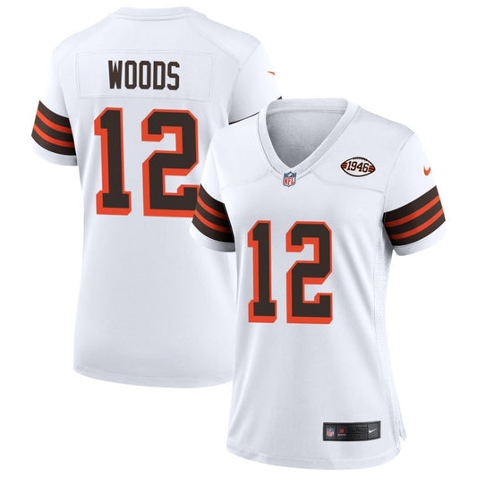 Michael Woods Cleveland Browns Nike Women's 1946 Collection Alternate Jersey - White