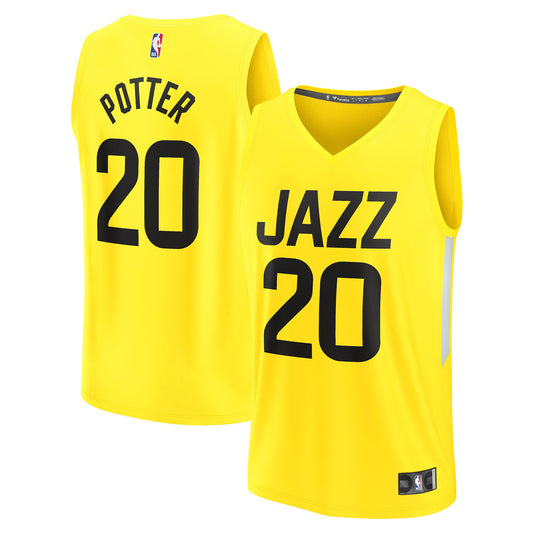 Micah Potter Utah Jazz Fanatics Branded 2022/23 Fast Break Replica Player Jersey - Icon Edition - Yellow