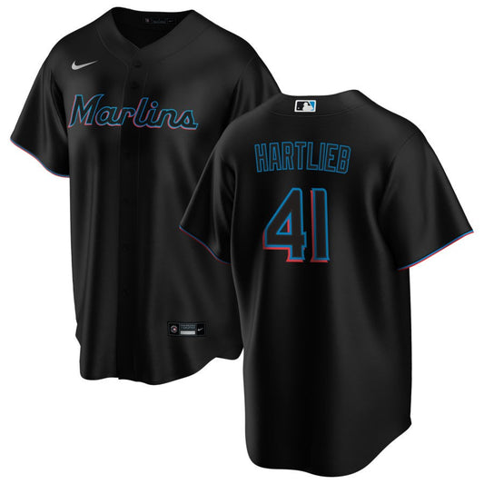 Geoff Hartlieb Miami Marlins Nike Alternate Replica Jersey - Black