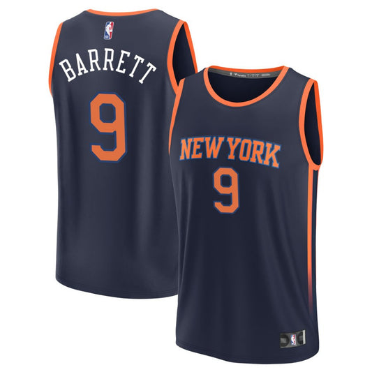 RJ Barrett New York Knicks Fanatics Branded Youth Fast Break Replica Jersey - Statement Edition - Navy