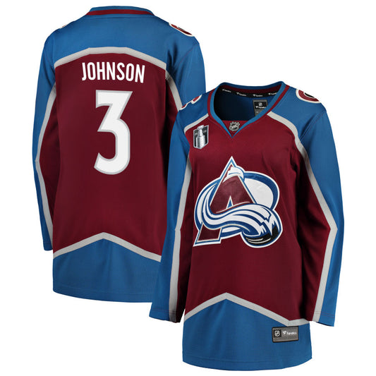 Jack Johnson Colorado Avalanche Fanatics Branded Women's Home 2022 Stanley Cup Final Breakaway Jersey - Burgundy