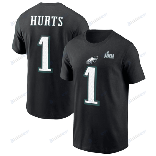 Jalen Hurts Philadelphia Eagles Super Bowl LVII T-Shirt - Black