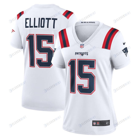 Ezekiel Elliott 15 New England Patriots Women Game Jersey - White