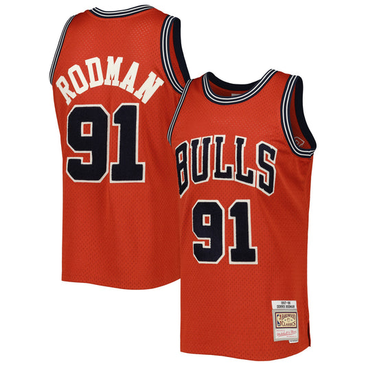 Dennis Rodman Chicago Bulls Mitchell & Ness Hardwood Classics Off-Court Swingman Jersey - Red