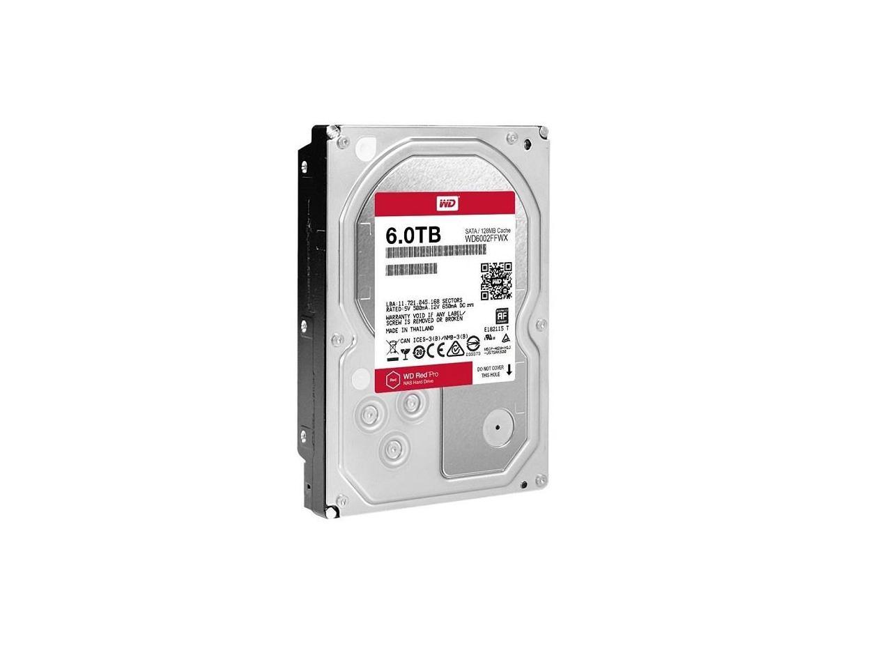 6TB WD Red Pro SATA III 7200RPM 128MB NAS 3.5 Internal Hard Drive WD6002FFWX