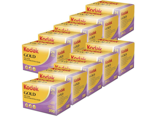 10 Units Kodak GOLD 200 Color Negative Film 35mm Roll Film, 24 Exposures