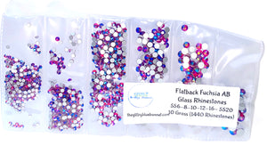 Fuchsia AB Multi-Size Flatback Crystal Rhinestones