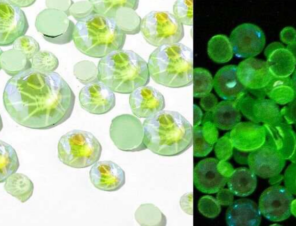 Glow Light Green AB Flatback Crystal Rhinestones