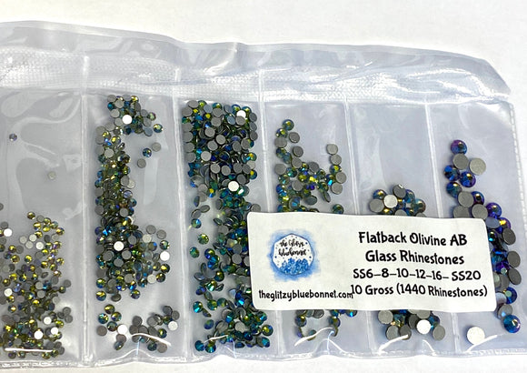 Olivine AB Multi-Size Flatback Crystal Rhinestones