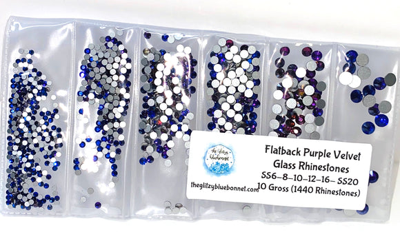 Purple Velvet Multi-Size Flatback Crystal Rhinestones