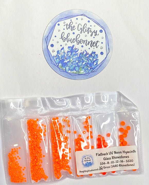 UV Neon Hyacinth Flatback Crystal Rhinestones Multipack